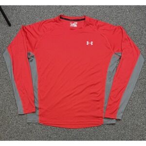 Under Armour Run Heat Gear Fitted Shirt Red long sleeve Running shirt Mens XL